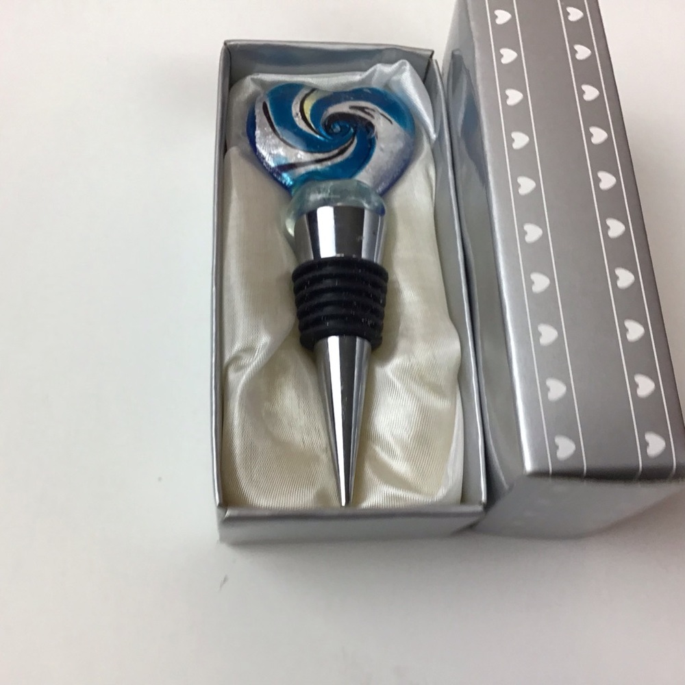 FashionCraft 2102 Murano Glass Heart Design Wine Bottle Stopper